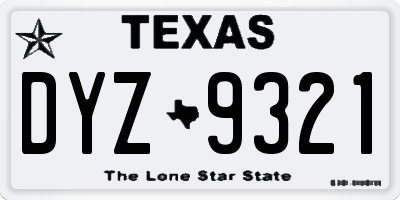 TX license plate DYZ9321