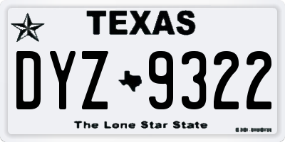 TX license plate DYZ9322