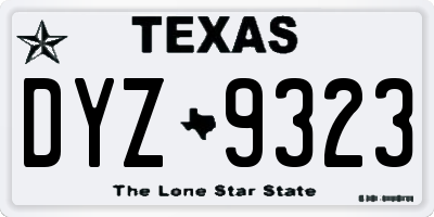 TX license plate DYZ9323
