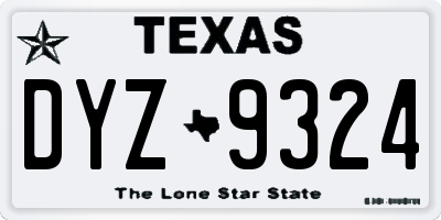 TX license plate DYZ9324