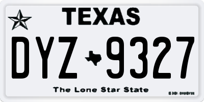 TX license plate DYZ9327