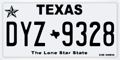 TX license plate DYZ9328