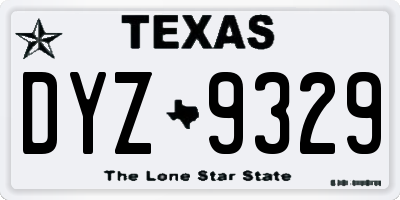 TX license plate DYZ9329