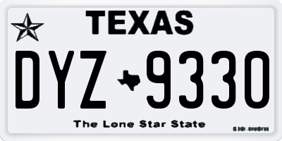 TX license plate DYZ9330