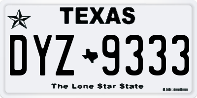 TX license plate DYZ9333