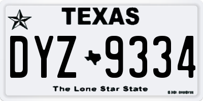 TX license plate DYZ9334