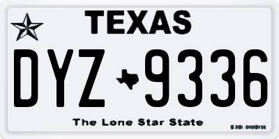 TX license plate DYZ9336