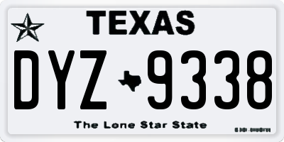 TX license plate DYZ9338