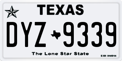TX license plate DYZ9339