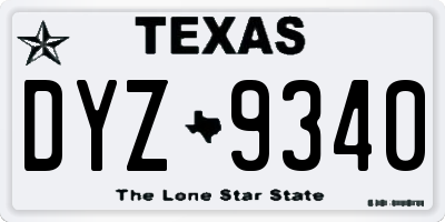 TX license plate DYZ9340