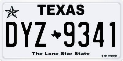 TX license plate DYZ9341