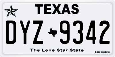 TX license plate DYZ9342