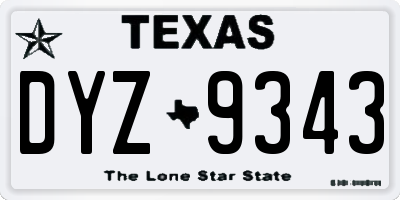 TX license plate DYZ9343