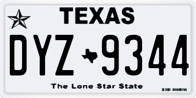 TX license plate DYZ9344