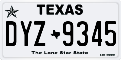 TX license plate DYZ9345