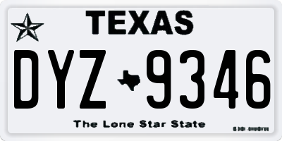 TX license plate DYZ9346