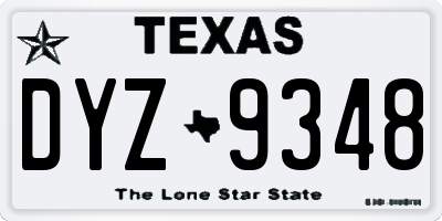 TX license plate DYZ9348