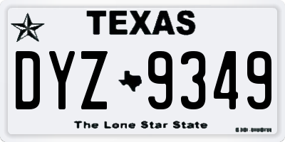 TX license plate DYZ9349