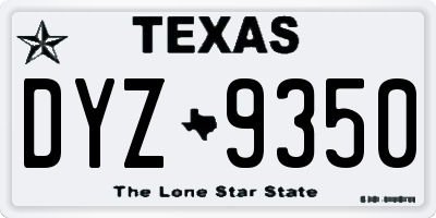 TX license plate DYZ9350