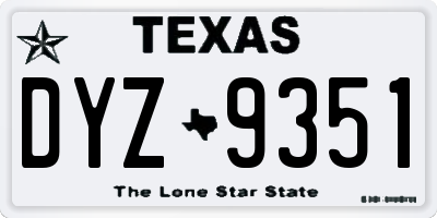 TX license plate DYZ9351