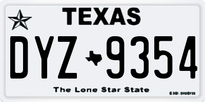 TX license plate DYZ9354