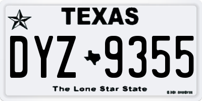TX license plate DYZ9355