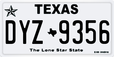 TX license plate DYZ9356