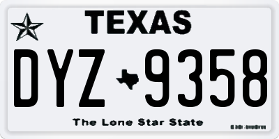 TX license plate DYZ9358
