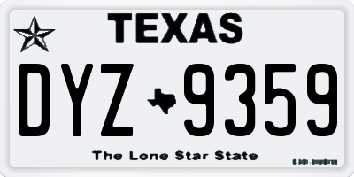 TX license plate DYZ9359
