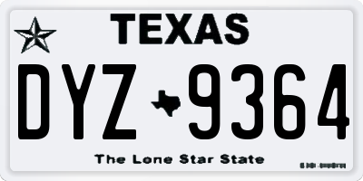TX license plate DYZ9364
