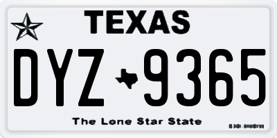 TX license plate DYZ9365