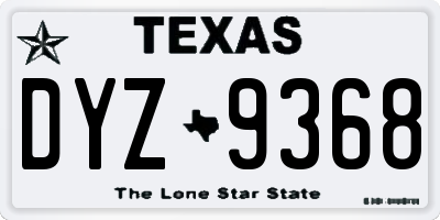 TX license plate DYZ9368