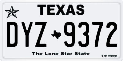 TX license plate DYZ9372
