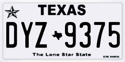 TX license plate DYZ9375