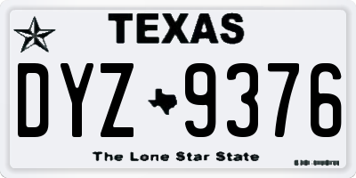 TX license plate DYZ9376
