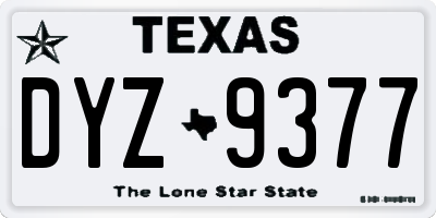 TX license plate DYZ9377
