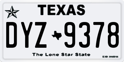 TX license plate DYZ9378