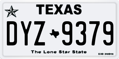 TX license plate DYZ9379