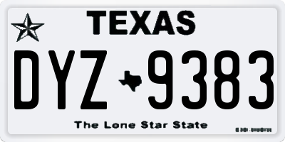 TX license plate DYZ9383