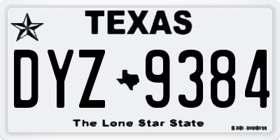 TX license plate DYZ9384