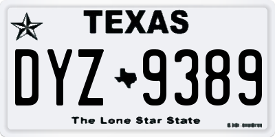 TX license plate DYZ9389