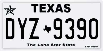 TX license plate DYZ9390