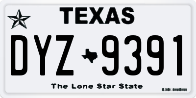 TX license plate DYZ9391