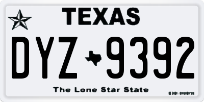 TX license plate DYZ9392