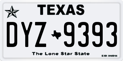 TX license plate DYZ9393