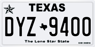 TX license plate DYZ9400