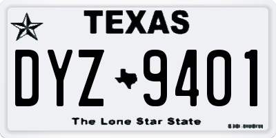 TX license plate DYZ9401