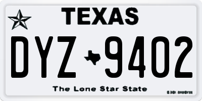 TX license plate DYZ9402
