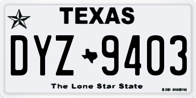TX license plate DYZ9403