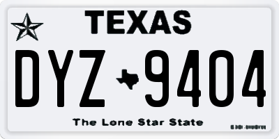 TX license plate DYZ9404